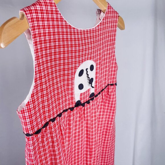 Vintage Funtasia Red Gingham Cow Appliqué Longalls Romper Outfit 3T - Picture 8 of 13